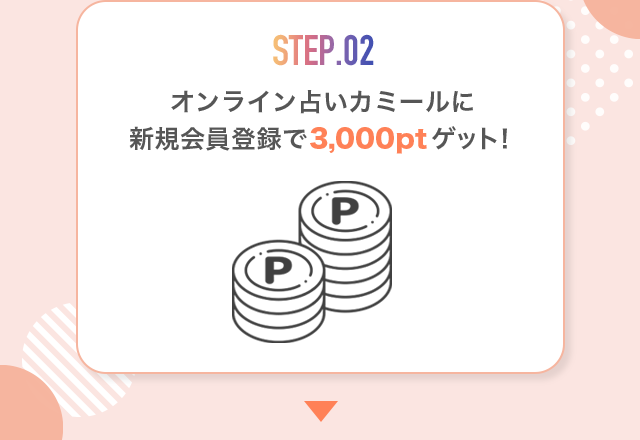 STEP2.オンライン占いカミールに新規会員登録で3,000ptゲット！